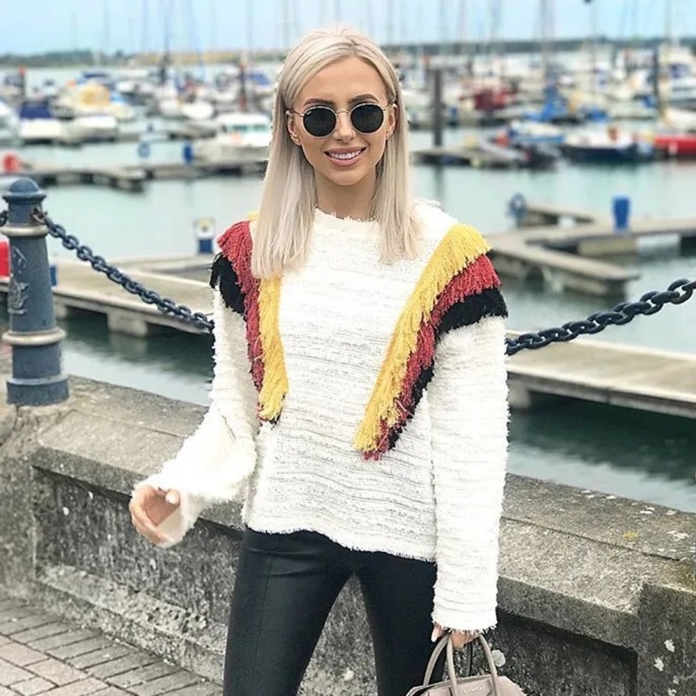 Zara Multi-colored Fringe Sweater - Size L